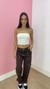 Calça risca de giz Marrom - comprar online