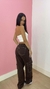 Calça risca de giz Marrom