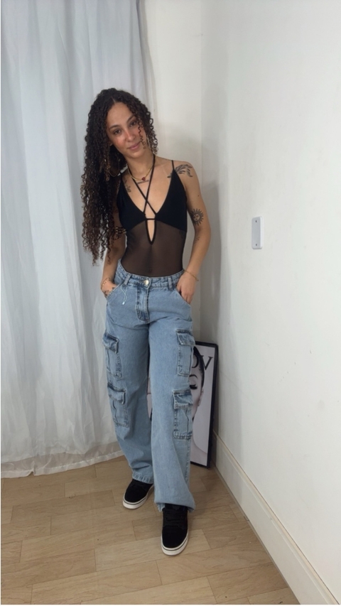 Calça Wide leg 4 bolsos clara