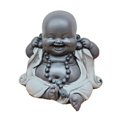 Buda Felíz Sentado Sordo Japamala 7cm Gris