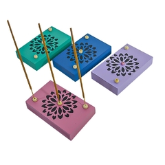 Porta Sahumerio Triple Madera Flor 11,5x6,5cm