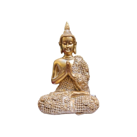 Buda Dorado Brillos Rezando 9cm aprox Monte Kurama