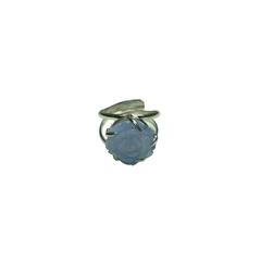 Anillo Ágata Celeste Plata 925 Regulable Flor 1,5cm aprox Monte Kurama