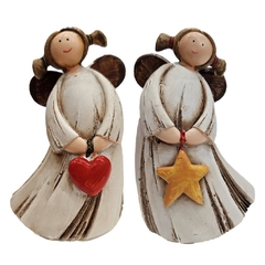 Ángel Cerámica Estrella Corazón 13cm Aprox Monte Kurama