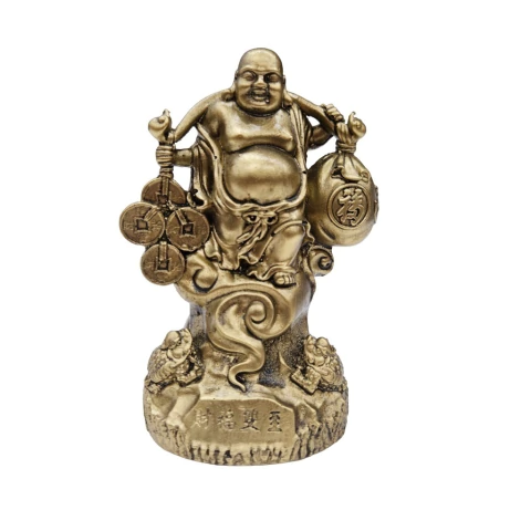 Buda Abundancia Monedas Resina 11cm Monte Kurama