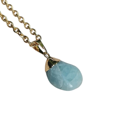 Dije Dorado AGUAMARINA Pulido 2cm aprox Monte Kurama