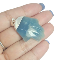 Dije Mano Hamsa Onix Cielo Baño Plata 3,5cm aprox Monte Kurama - comprar online