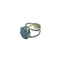 Anillo Ágata Celeste Plata 925 Regulable Flor 1,5cm aprox Monte Kurama - comprar online