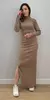 Vestido Feminino Slim Longo Gola Alta Manga Longa By AF - By Andreya Freitas