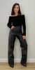Calça Feminina Wide Leg Couro PU Com Bolsos By AF - comprar online