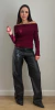 Calça Feminina Wide Leg Couro PU Com Bolsos By AF - comprar online