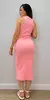 Vestido Rosa Bebê Feminino Slim Midi Manga Regata BY AF na internet