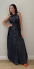 Vestido Feminino Jeans Manga Regata Longo