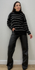 Blusa Feminina Tricot Gola Alta Listrado - By Andreya Freitas
