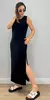 Vestido Feminino Manga Regata Moletinho Com Fendas - loja online