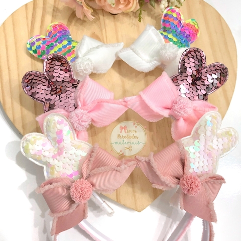 Kit Laceira de Sucesso | Tiara Coelhinhos de Paetê - 3 peças