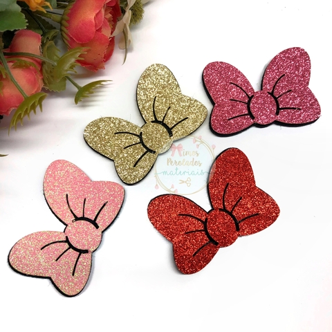 Aplique Laço da Minnie G com glitter - unidade