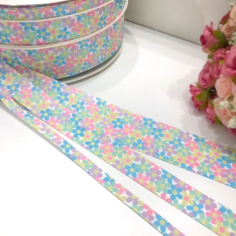 Fita de gorgurão Yama Flores Candy - por metro