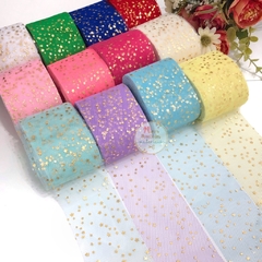 Tule de estrelas metalizadas - por metro - comprar online