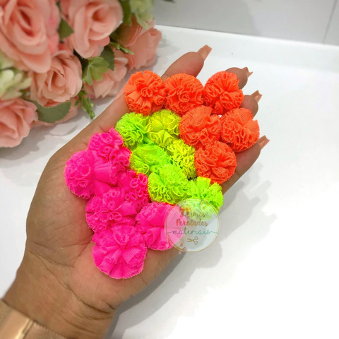 Pompom de malha 2,5cm cores neon - 10 unidades - comprar online