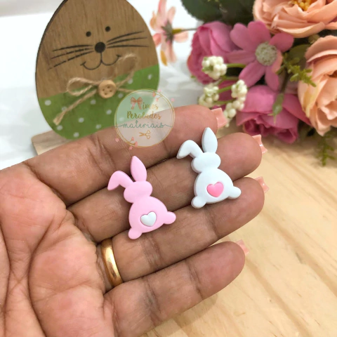 Aplique emborrachado P coelhinho com coração - unidade