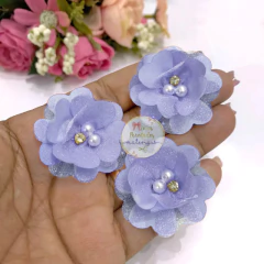 Flor P de cetim com organza - unidade - comprar online