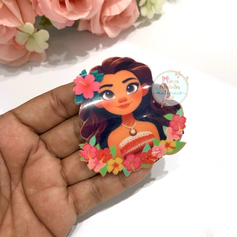 Aplique de acrílico Moana jovem flores curvado G - unidade