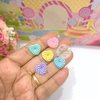 Aplique mini suspiro coração em biscuit - misto com 5 unidades