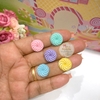 Aplique mini suspiro redondo em biscuit -misto com 5 unidades