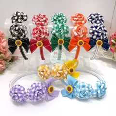 Kit Fácil Tiara Flor Boleada Xadrez - unidade - comprar online
