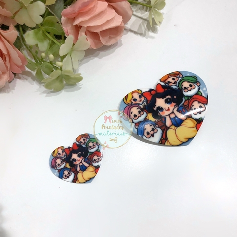 Aplique de acrílico coração Branca de Neve - unidade - comprar online