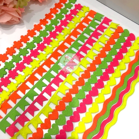 Tassel junino neon em feltro - 4 tiras