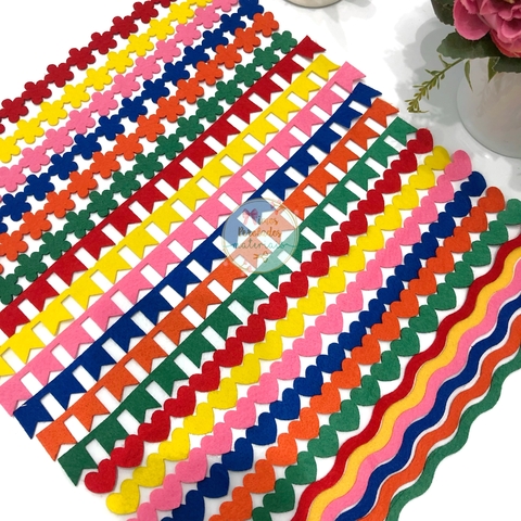 Tassel junino colorido em feltro - 6 tiras