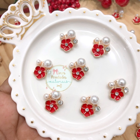 Chaton de Luxo com pérola e flor - unidade