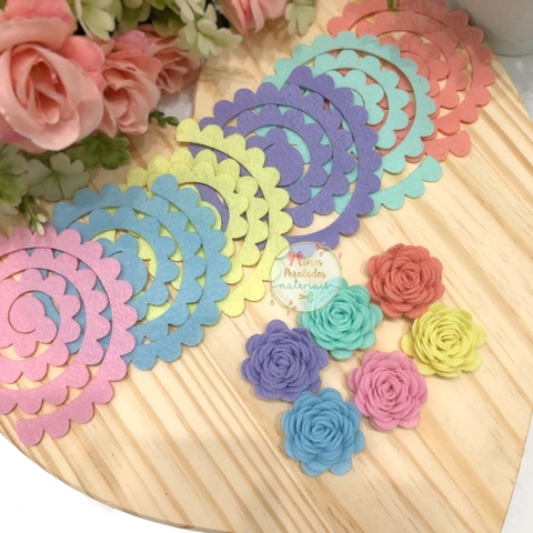 Flor espiral feltro 3cm - 2 unidades
