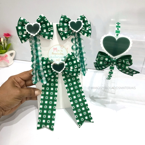 Kit Laceira de Sucesso | Xadrez Coração (verde bandeira) | monta 4 peças - comprar online