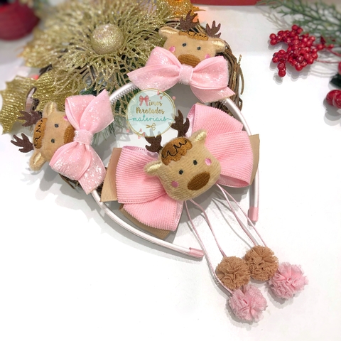 Kit Laceira de Sucesso | Tiara e Laço Rena Rosa