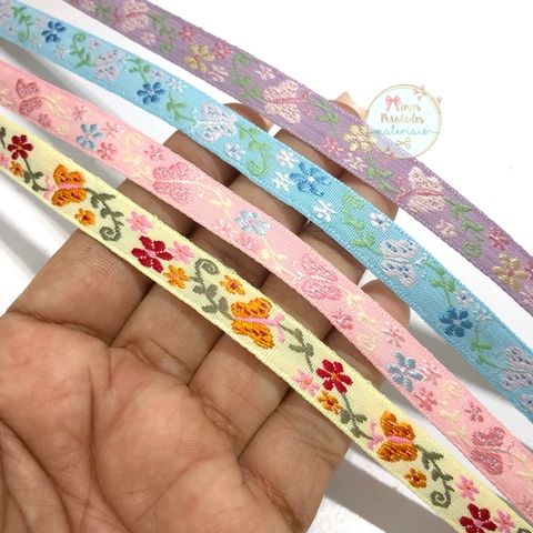 Fita 10mm bordada jardim encantado (borboleta) - por metro - comprar online