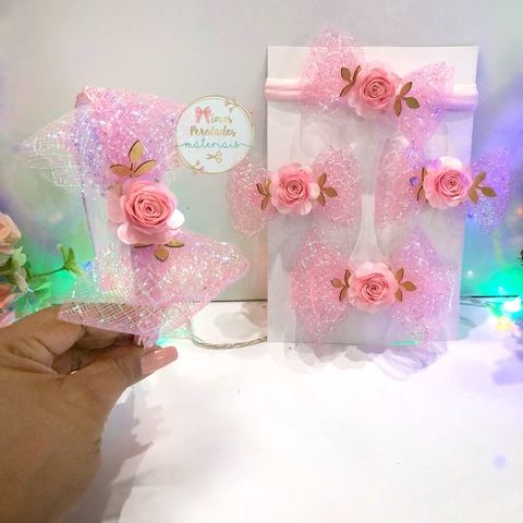 Kit Laceira de Sucesso | Brilho Floral (Rosa claro) | monta 5 peças