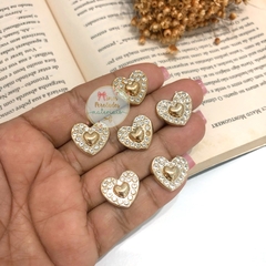 Chaton mini coração com strass - 5 unidades