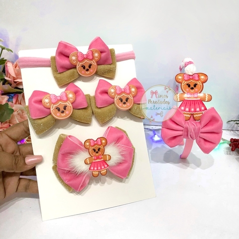 Kit Laceira de Sucesso | Minnie Biscoito de Natal (rosa) - monta 5 peças
