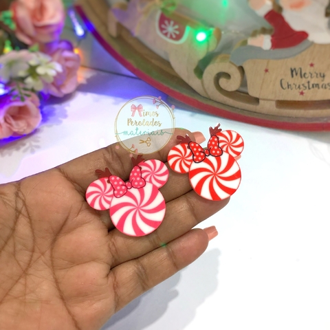 Aplique de acrílico cabeça Minnie doce de Natal M- unidade