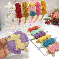 Kit de recortes Floral em feltro e base lonita - 4 recortes
