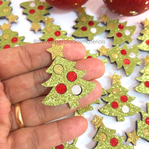 Aplique árvore de natal glitter - unidade