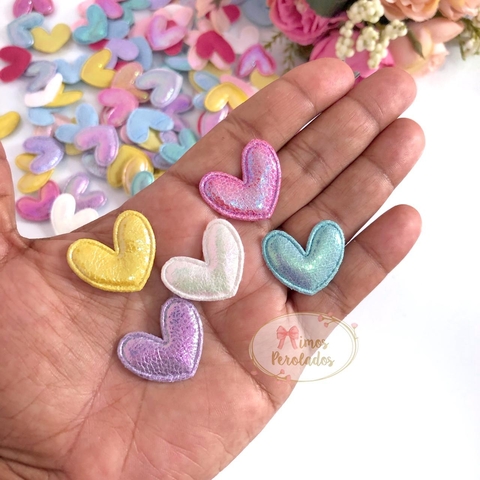 Aplique Mini Coração holográfico - misto com 5 unidades