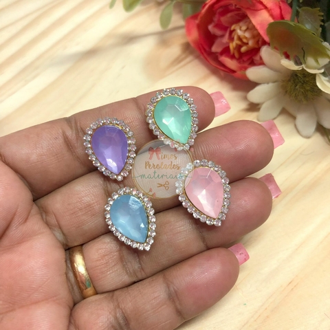 Pedraria gota Candy Colors com strass - unidade