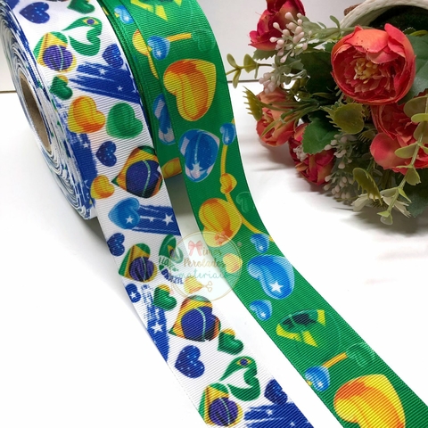 Fita 38mm estampada Brasil - por metro