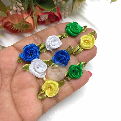 Flor de rococó c/ folhinha brasil - MISTO com 8 unidades