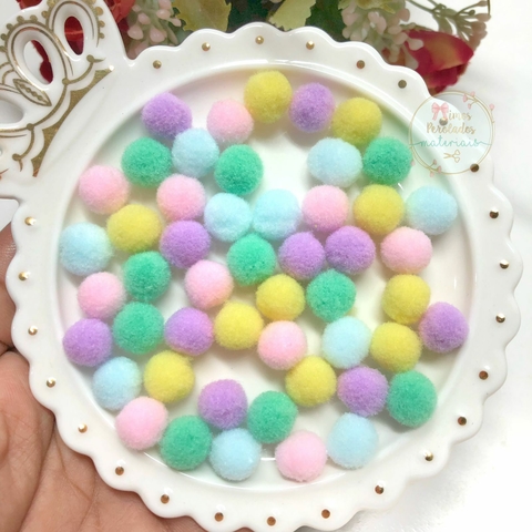 Pompom 1cm Candy Colors - misto com 50 unidades