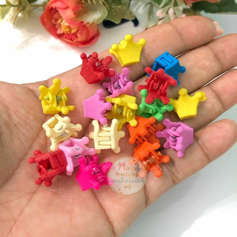 Mini presilhas coloridas Coroa - 10 unidades